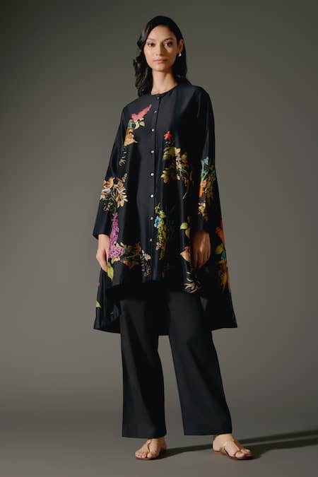 Balance by Rohit Bal Midnight Garden Print High Low Kurta With Palazzo Pant 