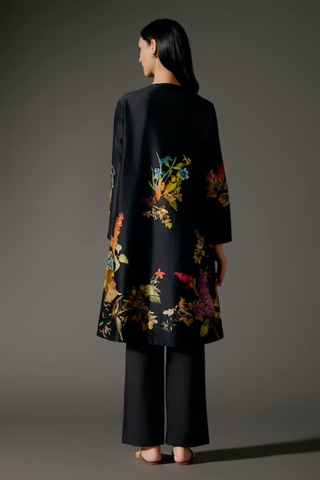Balance By Rohit Bal Midnight Garden Print High Low Kurta With Palazzo Pant 