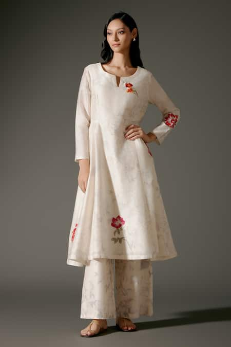 Balance by Rohit Bal Bloomy Print & Embroidered Kurta With Palazzo 