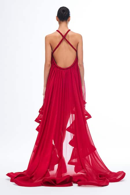 Gauri & Nainika Asymmetric Halter Neck Dress 