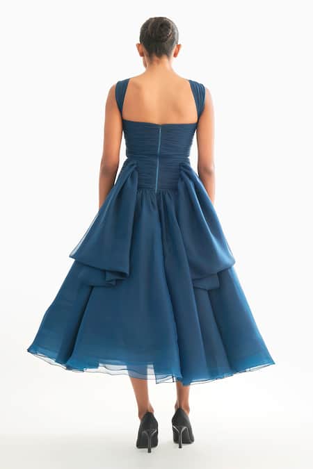 Gauri & Nainika Drop Waisted Fluted Midi Dress 