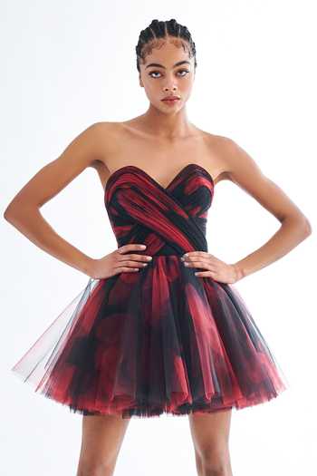 Buy_Gauri & Nainika_Black Net Sweetheart Neck Strapless Mini Dress _Online_at_Aza_Fashions