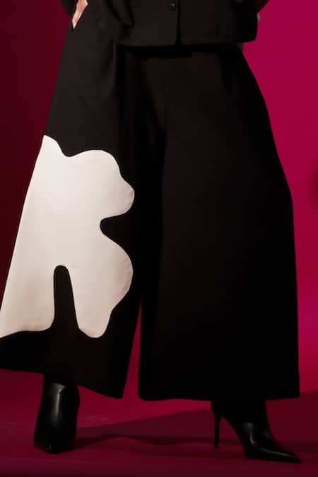 Stoique Black 100% Cotton Embroidery Applique Cumin Pant at Aza Fashions Stoique_Black 100% Cotton Embroidery Applique Cumin Pant _at_Aza_Fashions