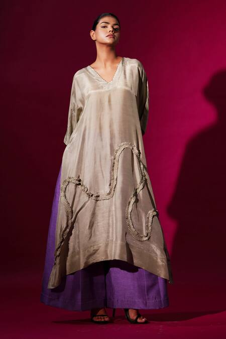 Shop_Stoique_Purple Mysore Silk Solid Lucky Pleated Flared Pant _Online_at_Aza_Fashions