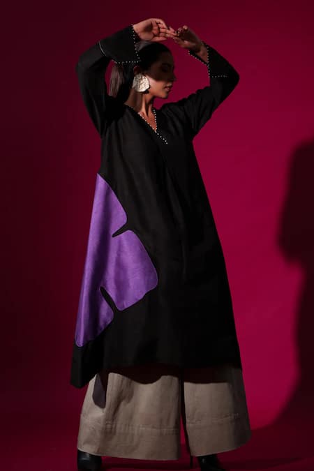 Stoique_Grey Cotton Lycra Solid Prosper Flared Pant _Online_at_Aza_Fashions