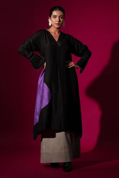 Buy_Stoique_Grey Cotton Lycra Solid Prosper Flared Pant _Online_at_Aza_Fashions