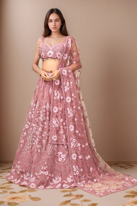 Kalighata Merlin Rose Embroidered Bridal Lehenga Set 