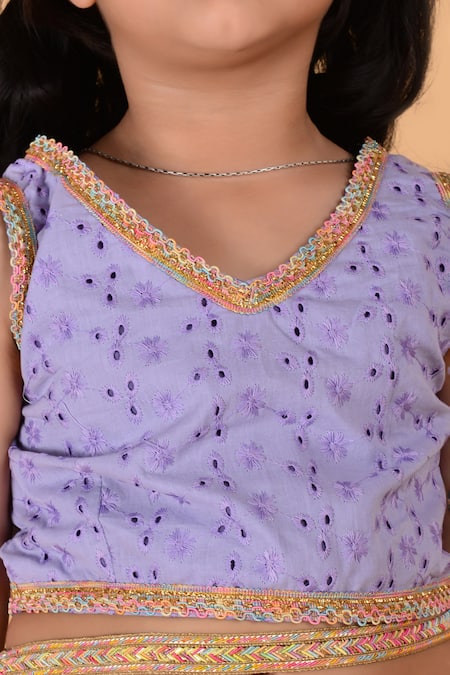 Shop_Petite Pomme_Pink Georgette Sequins, Floral Print Ruffle Tiered Pre-draped Saree With Blouse _Online_at_Aza_Fashions