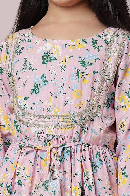 Buy Petite Pomme Pink Cotton Embroidery Floral Print Anarkali And Trouser Set Online at Aza Fashions Buy_Petite Pomme_Pink Cotton Embroidery Floral Print Anarkali And Trouser Set _Online_at_Aza_Fashions