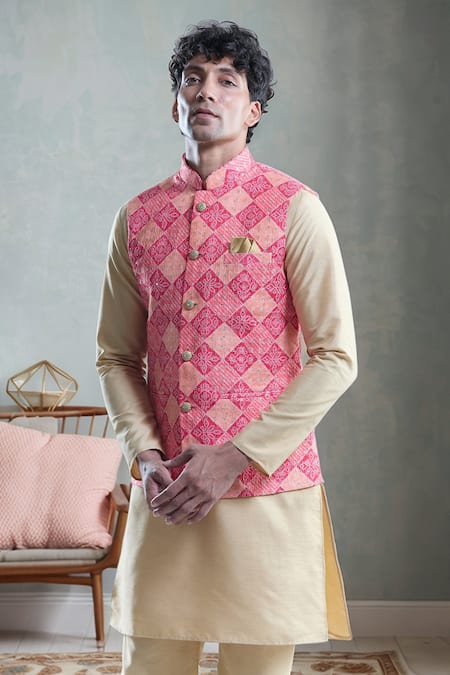 Aryavir Malhotra Bandhani Woven Nehru Jacket 