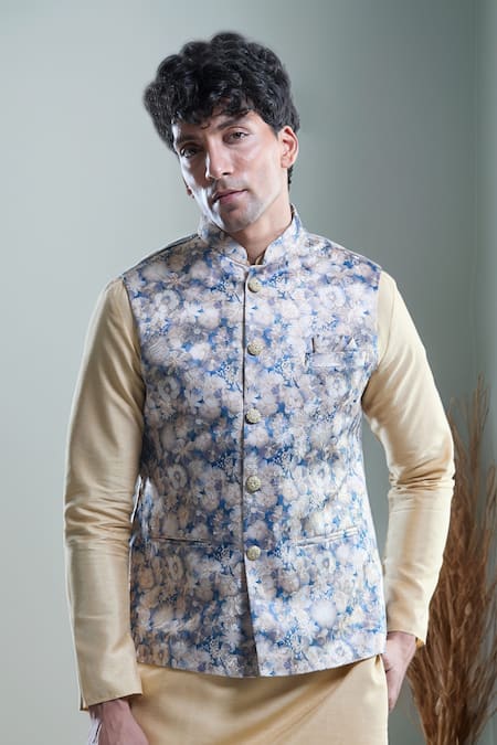 Aryavir Malhotra Floral Woven Nehru Jacket 