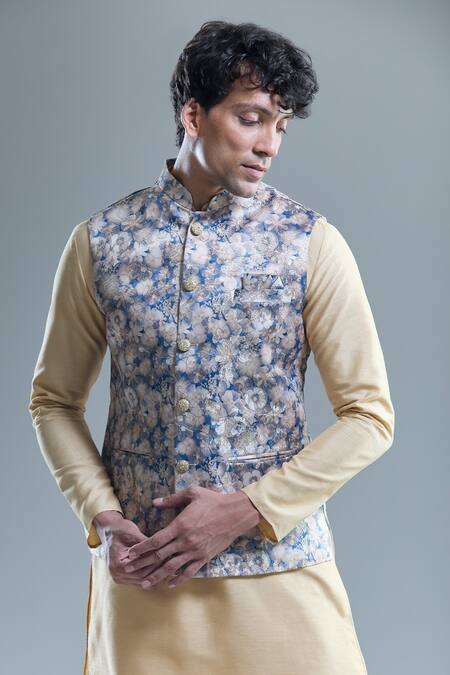 Buy Arihant Rai Sinha Yellow Cotton Embroidery Floral Woven Nehru Jacket Online at Aza Fashions Buy_Arihant Rai Sinha_Yellow Cotton Embroidery Floral Woven Nehru Jacket _Online_at_Aza_Fashions