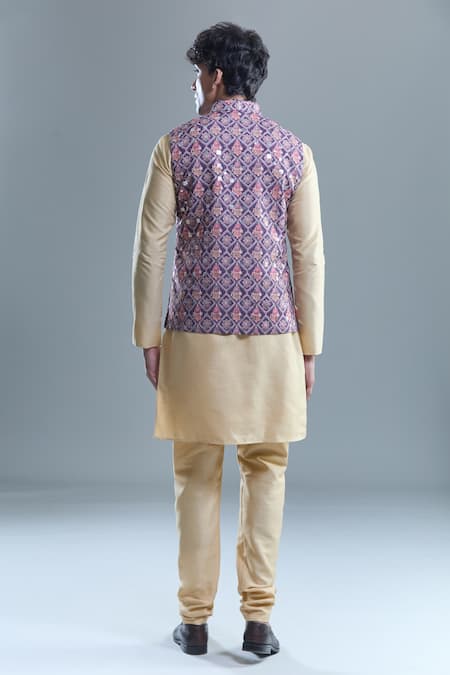 Arihant Rai Sinha Floral Checkered Woven Nehru Jacket 