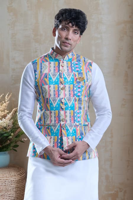 Aryavir Malhotra Abstract Print Nehru Jacket 