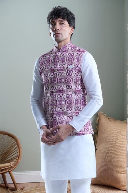 Aryavir Malhotra Diamond Print Nehru Jacket 