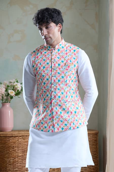 Aryavir Malhotra Checkered Print Nehru Jacket 