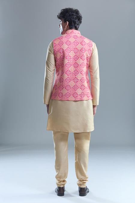 Arihant Rai Sinha Floral Bandhani Woven Bandi & Kurta Set 