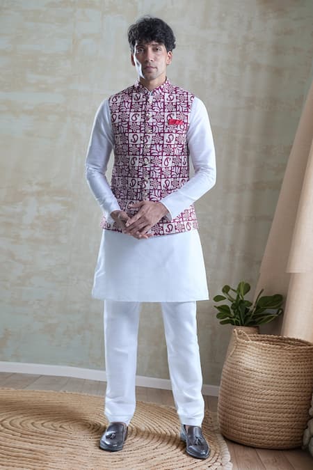 Arihant Rai Sinha Pink Cotton, Silk Foil Printing Printed Bandi With Kurta And Churidar Set