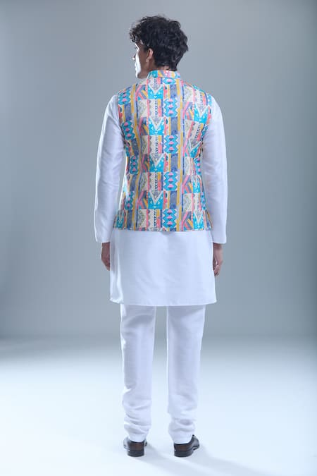Arihant Rai Sinha Geometric Foil Printed Bandi & Kurta Set 