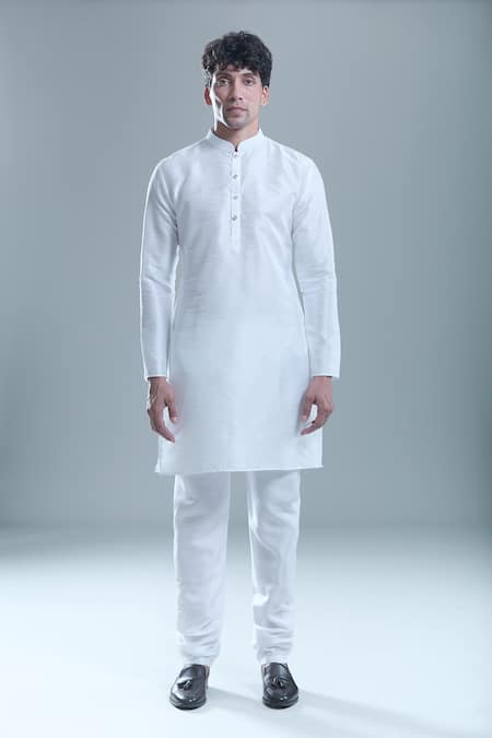 Arihant Rai Sinha_Blue Cotton, Silk Foil Printing Garden Bandi And Kurta Set _Online_at_Aza_Fashions