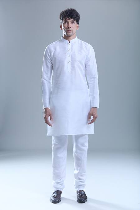Arihant Rai Sinha_Cream Cotton, Silk Foil Printing Geometric Bandi And Kurta Set _Online_at_Aza_Fashions