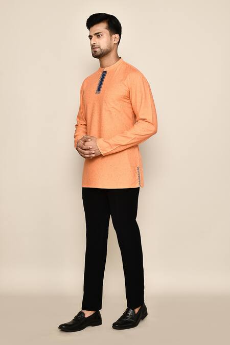 Buy_Arihant Rai Sinha_Orange Embroidery Thread Placket Kurta 