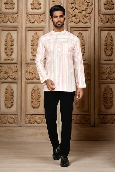 Arihant Rai Sinha Stripe Detailed Short Kurta 