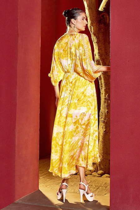 Mandira Wirk Resort Chevron Print Kaftan Dress 