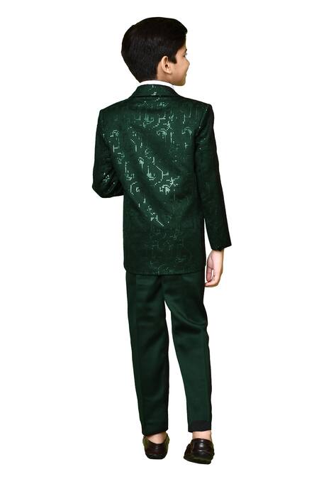 Shop Petite Pomme Green Cotton Satin, Polyester, Terrycloth Tonal Embroidered Coat Pant Set Online at Aza Fashions Shop_Petite Pomme_Green Cotton Satin, Polyester, Terrycloth Tonal Embroidered Coat Pant Set _Online_at_Aza_Fashions