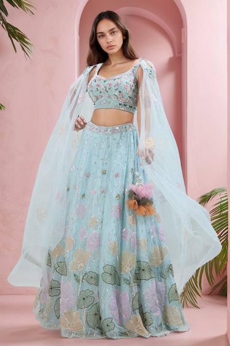 Samyukta Singhania Floral Sequin Embroidered Lehenga With Blouse 