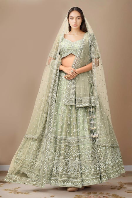 Kalighata Romania Cutdana Embroidered Bridal Lehenga Set 