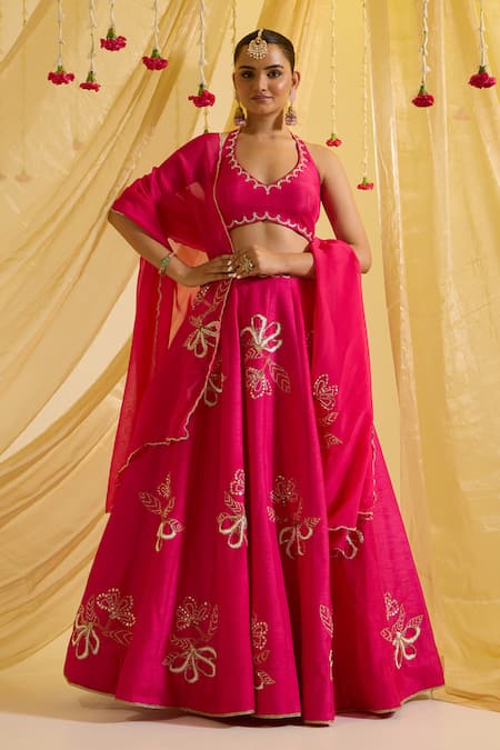 Sonal Pasrija Floral Embroidered Kalidar Lehenga Set 