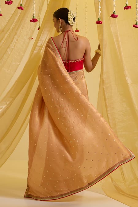 Sonal Pasrija Sequin Embroidered Pre-Draped Saree With Blouse 
