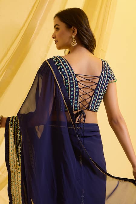 Sonal Pasrija Gota Embroidered Pre-Draped Saree With Blouse 