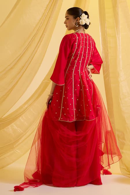 Sonal Pasrija Embroidered Anarkali Sharara Set 