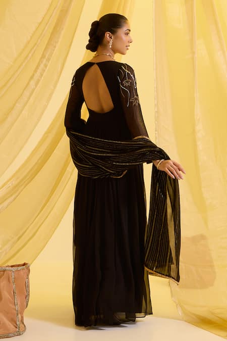 Sonal Pasrija Floral Vine Sequin Embroidered Anarkali With Dupatta 