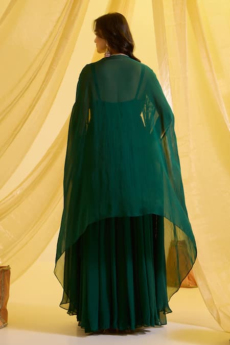 Sonal Pasrija Floral Sequin Embroidered Cape With Anarkali 