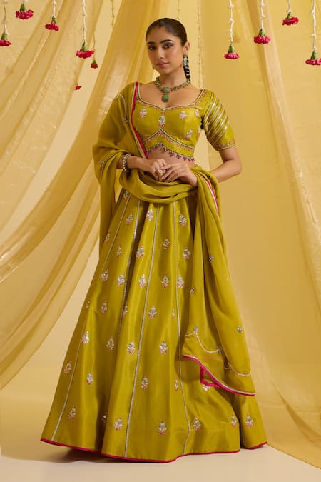 Sonal Pasrija Floral Butti Zari Embroidered Lehenga Set 