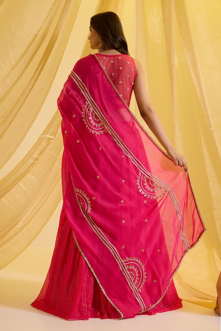 Sonal Pasrija Striped Lehenga Set With Zari Embroidered Blouse 