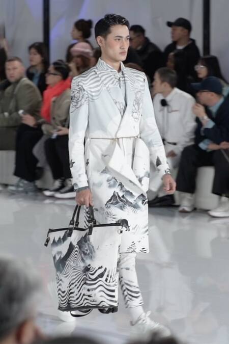 Buy MR. Ajay Kumar White Cotton Satin Lycra Printed Himalaya Hindkush Trench Coat Online at Aza Fashions Buy_MR. Ajay Kumar_White Cotton Satin Lycra Printed Himalaya Hindkush Trench Coat _Online_at_Aza_Fashions