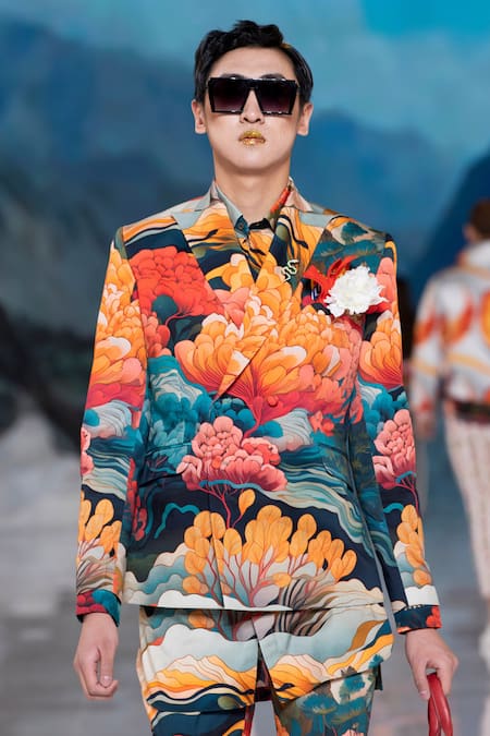 MR. Ajay Kumar Shivalik Printed Double Breasted Blazer 