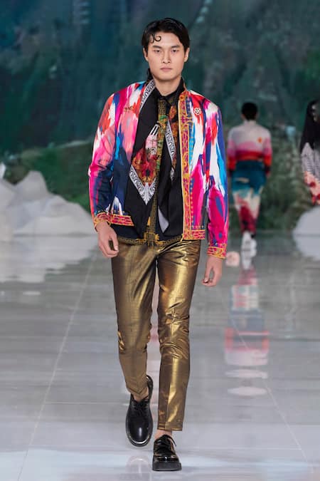 Mr. Ajay Kumar Thetys Abstract Printed Bomber Jacket 