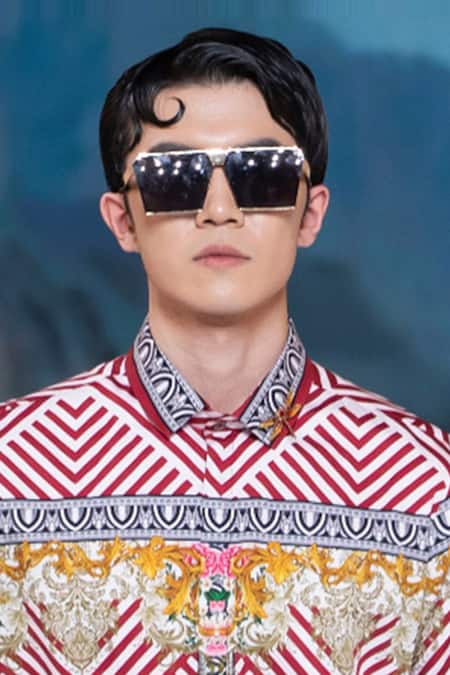 Buy_MR. Ajay Kumar_Red 100% Luxe Cotton Printed Himalayan Landscape Shirt _Online_at_Aza_Fashions