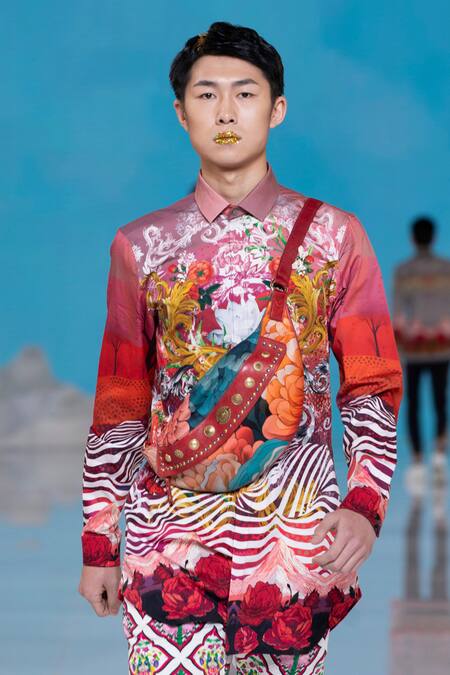 MR. Ajay Kumar Rose Nature Print Shirt 