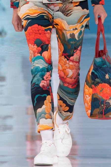 Shop MR. Ajay Kumar Multi Color 100% Luxe Cotton Printed Himalayan Floral Shivalik Pant at Aza Fashions Shop_MR. Ajay Kumar_Multi Color 100% Luxe Cotton Printed Himalayan Floral Shivalik Pant _at_Aza_Fashions