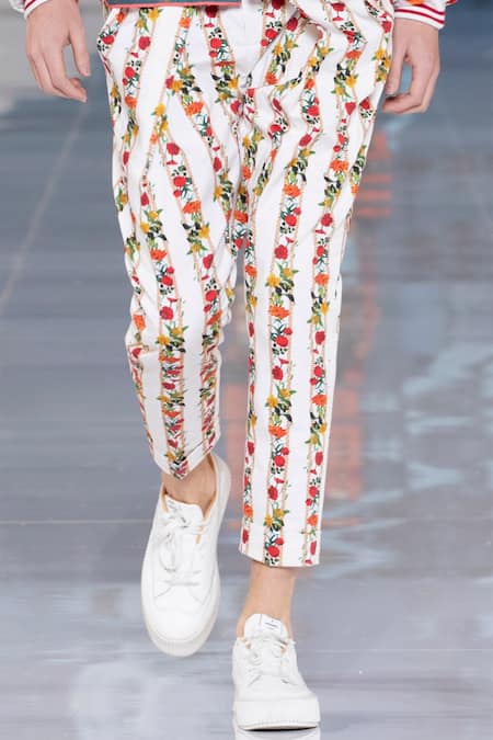 Shop MR. Ajay Kumar Multi Color 100% Luxe Cotton Printed Floral Dehradun Pant at Aza Fashions Shop_MR. Ajay Kumar_Multi Color 100% Luxe Cotton Printed Floral Dehradun Pant _at_Aza_Fashions