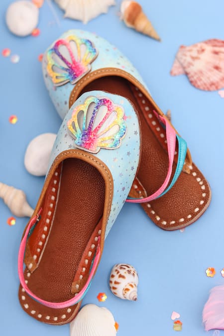 Hello JR Mermaid Shell Embroidered Mules 