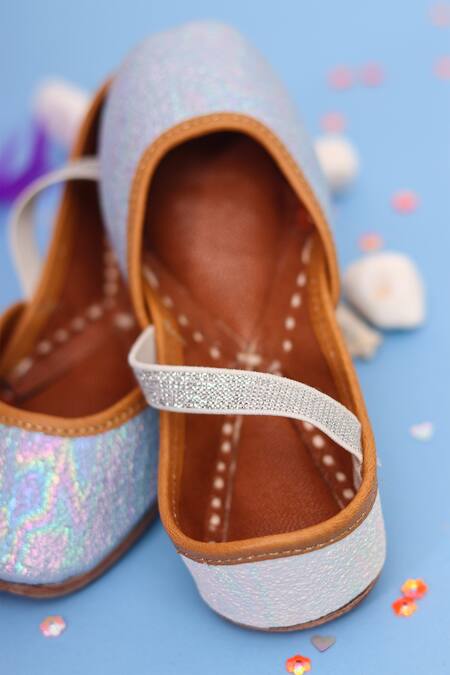 Hello JR_Blue Glitter Finish Juttis _Online_at_Aza_Fashions