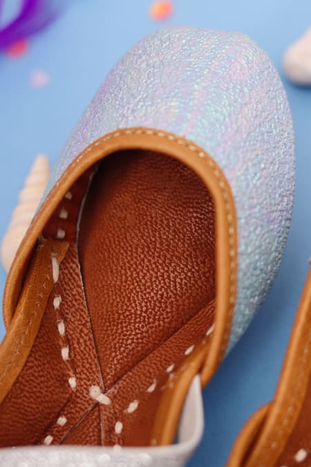 Buy_Hello JR_Blue Glitter Finish Juttis _Online_at_Aza_Fashions