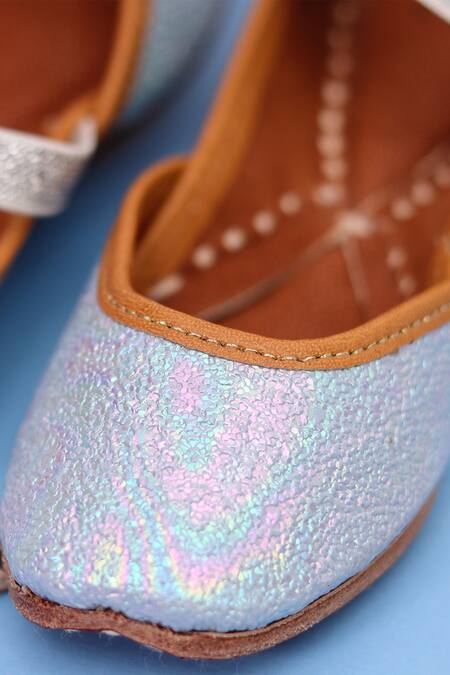 Shop_Hello JR_Blue Glitter Finish Juttis _Online_at_Aza_Fashions
